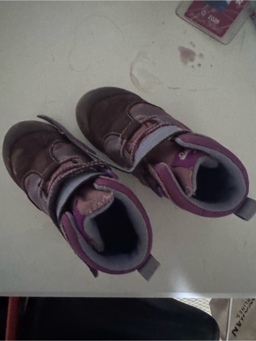 Kids Brown and Purple Velcro Boots